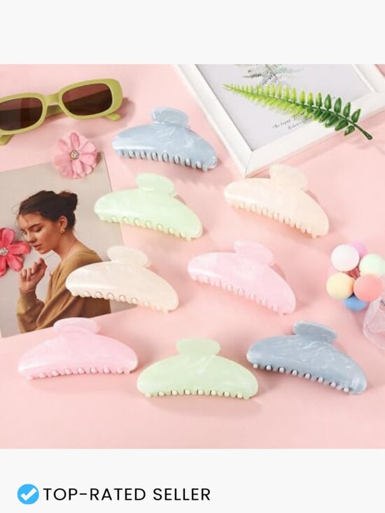 8 Pcs Acrylic Hair Claw Clips Non Slip Strong Hold for Thick Hair Set main image 6